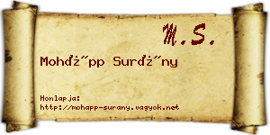 Mohápp Surány névjegykártya